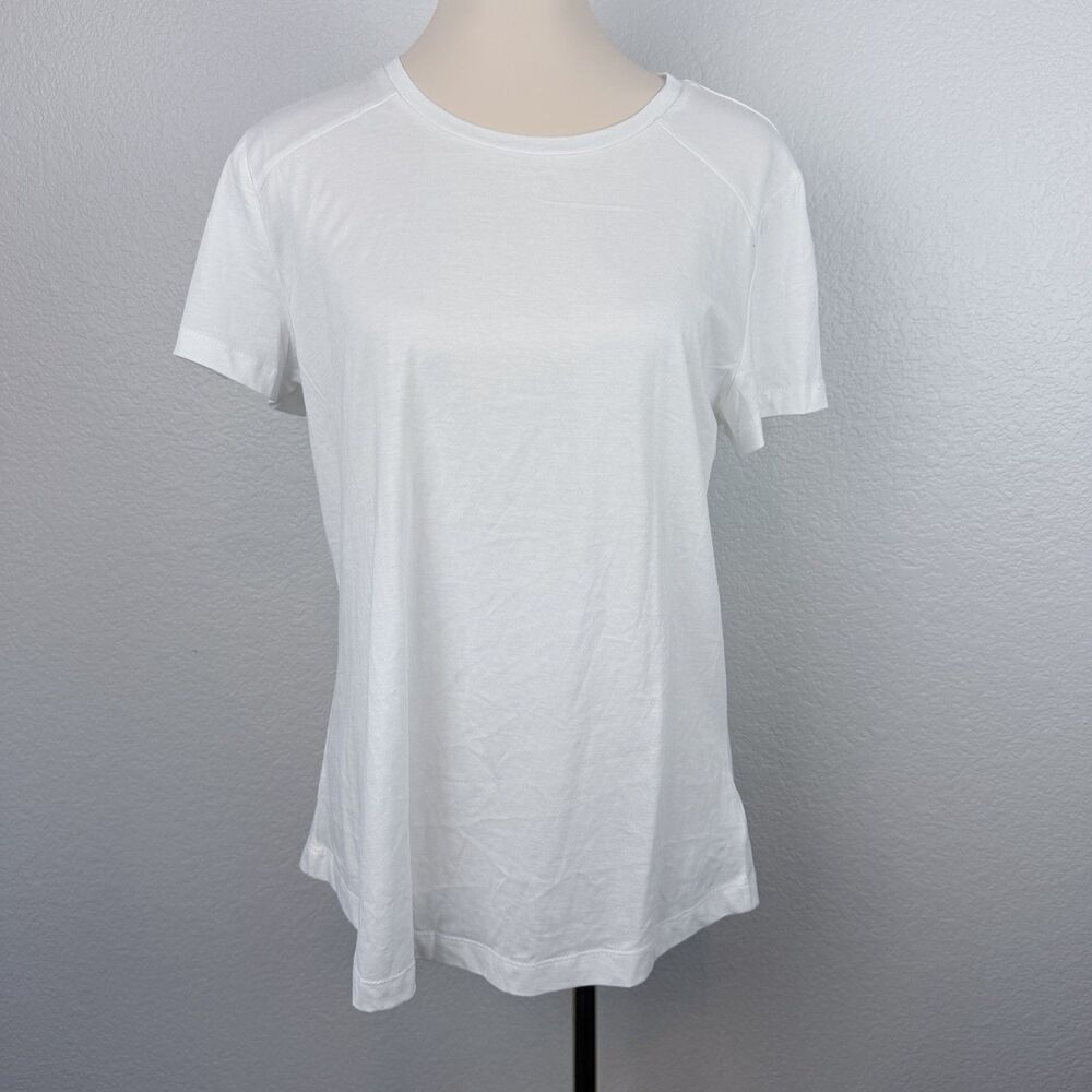 Seven7 Women's White T- shirt Short Sleeve Basic Size L